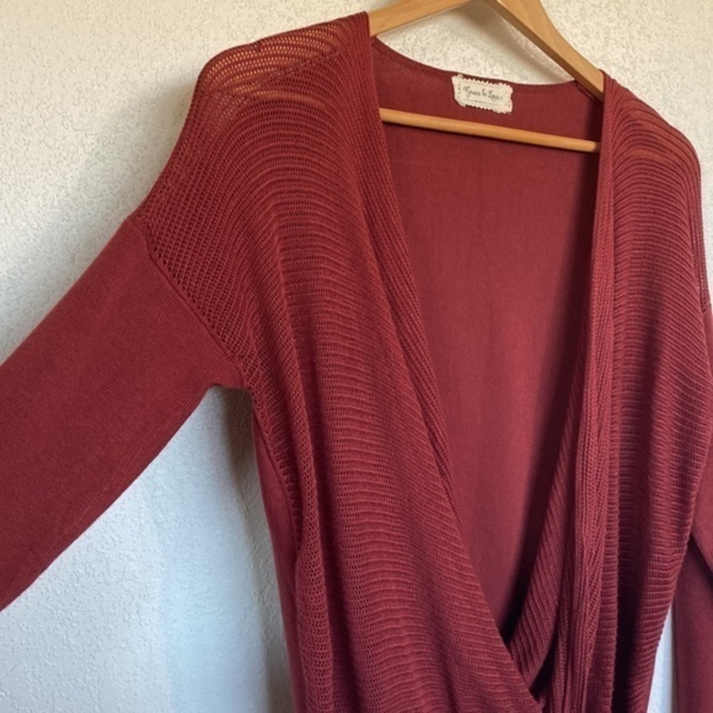 Grace & Lace Red Rust Sweater w/Sheer front Size Medium - Picture 5 of 6